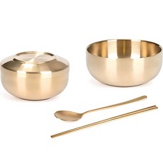 Kitchen-Art 錦上添花 鈦合金雙攪拌機套組 12139, 金色, 飯碗+湯碗+湯匙+筷子