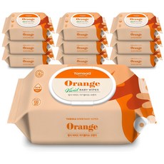 탐사 비비드 아기물티슈 오렌지 엠보싱 캡형 55평량, 10개, 100매