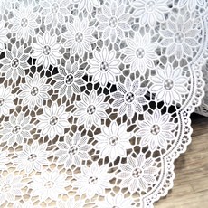 DEKOREA 北歐風格防水塗層蕾絲桌巾 FL-2944, 白色, 200 x 49 cm, 1個