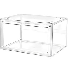 優質磁吸式鞋盒 鞋子收納盒 邊側型, 1個, 透明