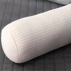 棉質素色絎縫圓柱長抱枕套, 象牙