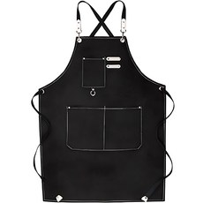 NUSIMBI 帆布咖啡廳工作室圍裙, 黑色, 1個