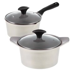 comet 附蓋陶瓷鍋具組, 乳白色, 單柄鍋 18cm+雙耳鍋 20cm, 1組