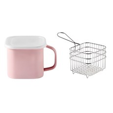 Moda Kitchen 電磁爐方形儲物琺瑯鍋 1.45L + 鍋蓋 + 炸網套組, 1套