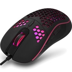 지클릭커 슈퍼히어로 에어 초경량 무소음 게이밍 유선 마우스, CT190, 블랙