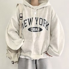 With Huilin 女性紐約寬鬆連帽大學T