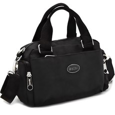 Lulubag 女用Coupa日常防水輕量斜背肩揹包 + 配件組, 黑色(包), 隨機出貨(配件)