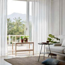 VIEW HOUSE Cloud 雞眼孔雪紡窗簾 2件組, 白色