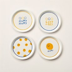 Modern House ON微笑圖案美耐皿餐盤組, 混色, 1組, 板 4p