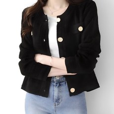 女款金釦粗花呢開襟外套