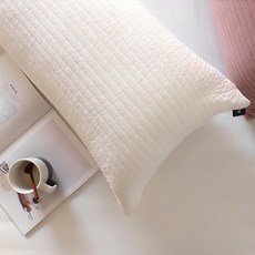 EIGHT ROOM 棉質絎縫水洗長方型長抱枕套, 白色的