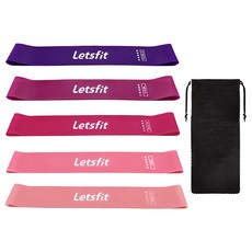 Letsfit 健身彈力帶 5入, 紅色系列, 1組