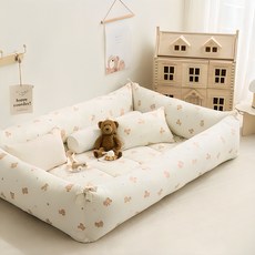 shez Home 動物圖案長枕芯枕套組, 米色小熊款