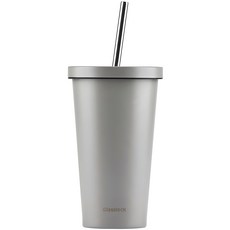 Glasslock 雙層保溫杯附不鏽鋼吸管, 灰色, 500ml, 1個