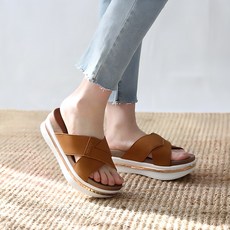 Dangolunni 韓國製造女款交叉帶厚底拖鞋