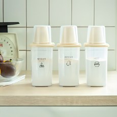 comet 多用途清潔粉容器 1L 3入+標籤貼紙組, 奶油黃, 1組