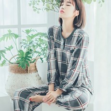 디에스도씨 여성용 피치기모 긴팔 잠옷 상하세트