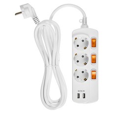 Home Planet 多功能插座 Multi-Tab 3 端口+ USB 2端口, 3m, 1個