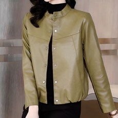 Murielle 女款簡約鈕扣皮革夾克
