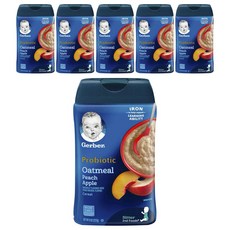 Gerber 嘉寶 益生菌燕麥穀物粉 227g, 6個, 桃子+蘋果