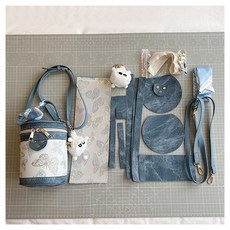 DIY手工水桶包材料包 附教學影片 手提袋材料包 時尚DIY包包, 藍色