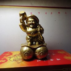 大黑天真金銅雕高13公分，招財納福擺件，居家裝飾藝術品, 詳見包裝