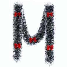 聖誕裝飾毛條彩帶 雪花毛條 拉花 派對活動 居家 商場 店面 佈置裝飾 掛飾 耶誕節, 紅蝴蝶結白邊, 1個