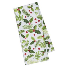 DESIGN IMPORTS 聖潔印花洗碗巾廚房十字架蝴蝶結, 1個, 紅+綠