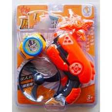 悠悠鹿 陀螺飛碟槍 手錶發射器 兒童玩具 雙人對戰 趣味發射, 橘
