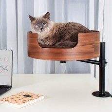 美國Desk Nest桌窩貓巢 耐重11.3kg 貓床 寵物床, 胡桃木色, 1個