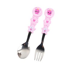 Pinkfong 碰碰狐 鯊魚家族 304不鏽鋼兒童餐具組, 湯叉, 1세트, 粉