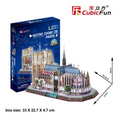 樂立方 3D立體拼圖 LED巴黎聖母院 (L173h) 發光建築模型 益智玩具, 1個, Multicolor