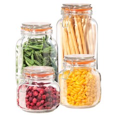 OGGI 夾鉛玻璃罐玻璃儲存瓶 4 件套, 1個