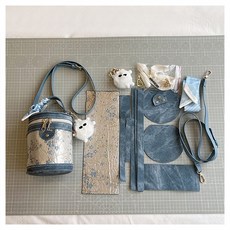 DIY手工包包附教學影片 diy水桶包 - 時尚手提袋材料包, 藍色，粉色