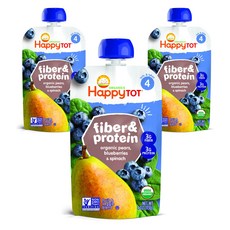 Happy BABY 袋裝纖維蛋白質冰沙 113g, 梨子藍莓菠菜口味, 3包