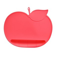 元氣寶寶 蘋果造型矽膠防滑餐墊 寶寶餐墊 隔熱墊 食品級矽膠材質, 紅色
