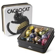 CACAOCAT 鐵盒裝綜合貓爪巧克力球 白盒黑貓款, 1個