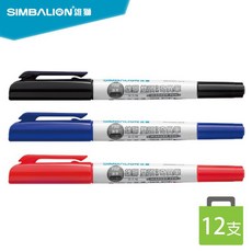 雄獅 SIMBALION 雙頭油性奇異筆 NO.685 0.5/1.0mm, 紅色, 12個裝
