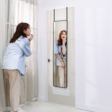 台灣製 ABS框門後掛鏡 壁鏡 穿衣鏡 立鏡 自拍鏡 連身鏡-2色, 黑色