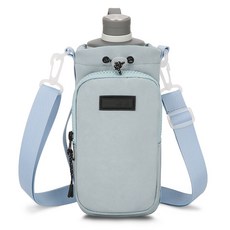 水瓶背帶 C559 - 輕巧便攜、可調節肩帶、附拉鍊口袋, 藍色, 1個