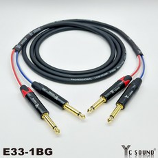 YC SOUND 專業級 6.3公 雙頭音源線 電鋼琴電子琴專用 雙聲道麥克風訊號線, E33-6BG黑色鍍金接頭,100cm