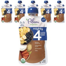 Plum organics 孩童營養奶昔 113g, 香蕉藍莓番薯胡蘿蔔希臘酸奶小米口味, 6包