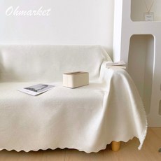Ohmarket 防水防污沙發蓋布 四季通用沙發套 法式沙發巾, 奶白色, 1個