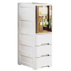 【品樂生活】25CM窄型四層附輪隙縫收納櫃附門 - 廚房浴室客廳適用, 白色