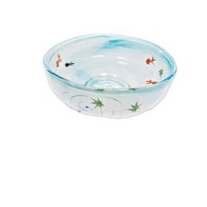 耐熱玻璃茶碗 金魚楓葉圖案, 藍色, 1個