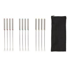 FOX RUN 火鍋叉+收納袋組, 12入, 紅色 藍色 黃色