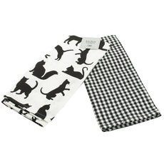 DESIGN IMPORTS 時尚餐巾 45.7*71.1cm 2入組, 1個, 黑+白