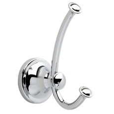 Delta Faucet Silvertone 系列雙浴袍掛鉤 浴室掛鉤, 1個, 拋光鍍鉻