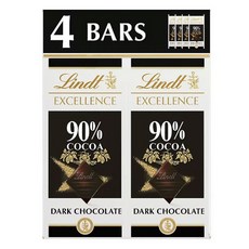 Lindt 瑞士蓮 卓越 90% 可可黑巧克力, 4個, 100g