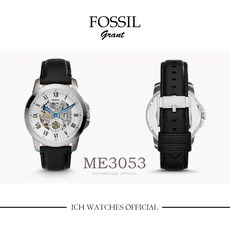 FOSSIL Grant Automatic機械鏤空錶，棕色皮革錶帶，經典男士腕錶 ME3054/ME3053/ME3055